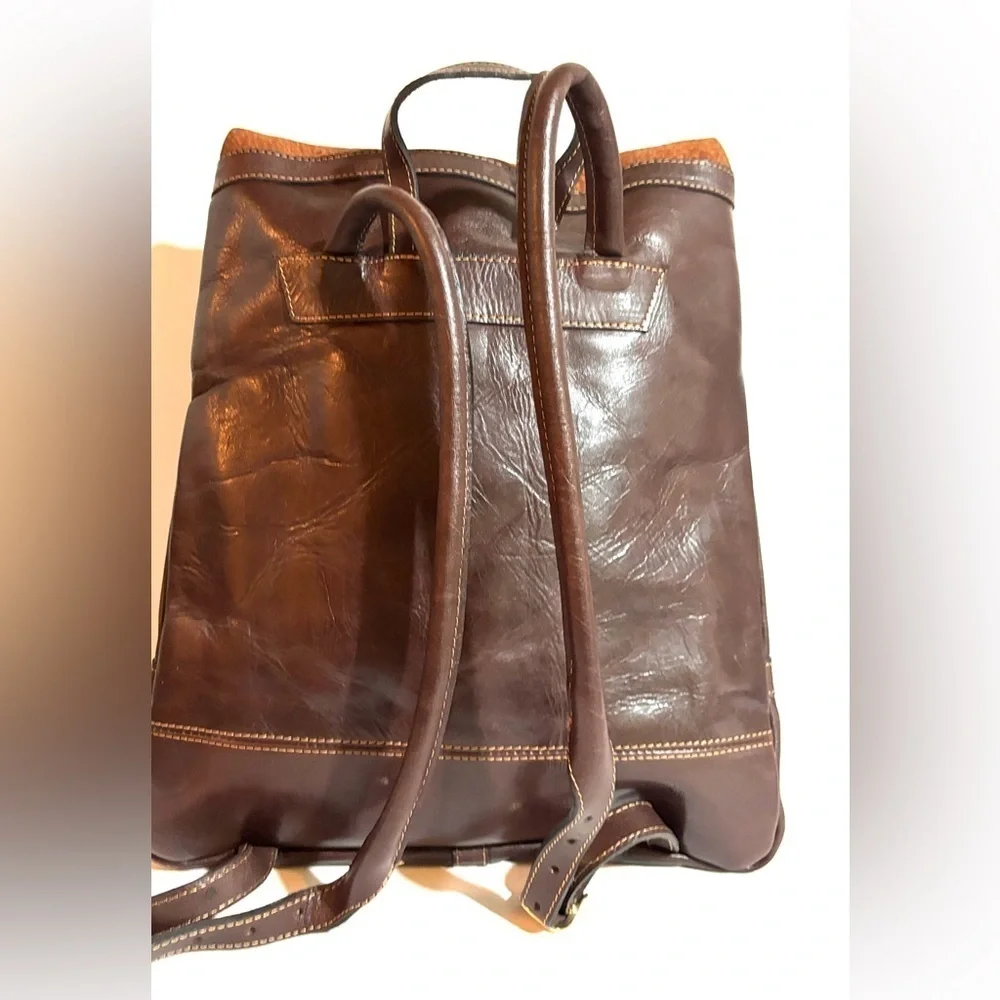 Vintage  Brown Leather suede unisex vintage Backpack